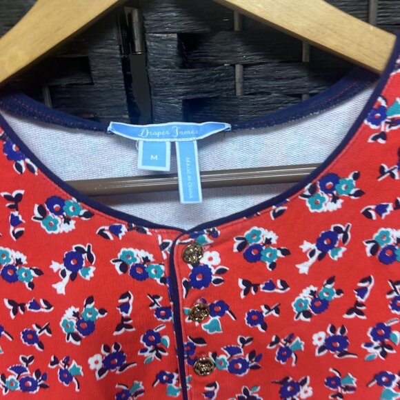 Draper James Red Floral Short Sleeve Mini Dress Size Medium - Picture 2 of 7